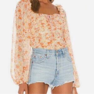Free People Mabel Printed Blouse in Spring Combo